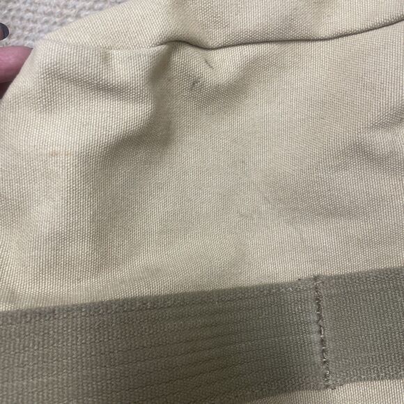 Eddie Bauer canvas duffle bag travel leather handle shoulder strap Tan Vintage - Picture 11 of 11